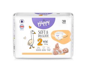 Подгузники Happy, 1 - 2 размер, 3 - 6 кг, 38 шт.