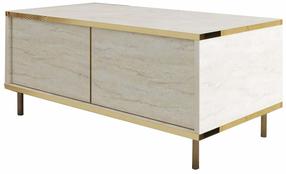 Kavos staliukas Kalune Design Imaj, aukso sp./travertine sp., 45 cm x 90 cm x 40 cm