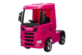 Bērnu elektriskā kravas automašīna Scania 500R HL698 4x4, rozā krās.
