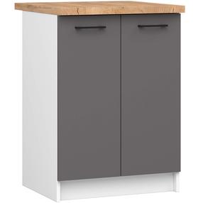 Apatinė virtuvinė spintelė Akord Furniture Factory Oliwia S60, ruda sp./balta sp./pilka sp., 60 cm x 46 cm x 85 cm