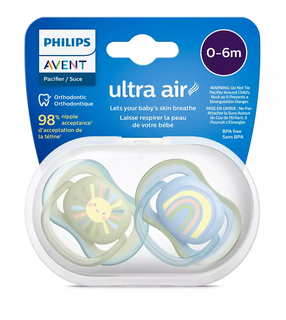 Соска Philips Avent Ultra Air, 0 мес., синий цв./зеленый цв.