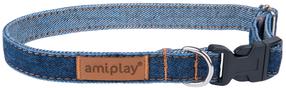 Kaklasiksna suņiem Amiplay Denim, zilimelns krās., 250 - 400 mm x 15 mm, 25-40