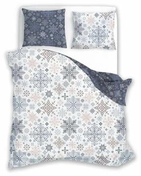Kalėdinis patalynės užvalkalų komplektas PEM-65, mėlynas/baltas, 200 x 220 cm