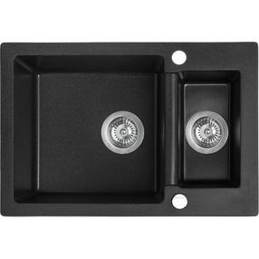 Virtuvinė plautuvė Laveo Celia SBC_730T, Black, granitas, 65 cm x 44 cm x 17 cm, juoda sp.
