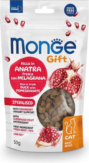 Skanėstas katėms Monge Meat Minis Duck with Pomegranate, antiena, 0.05 kg