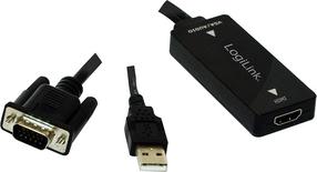 Adapteris Logilink VGA With Audio to HDMI Converter HDMI female, VGA male, melna krās.
