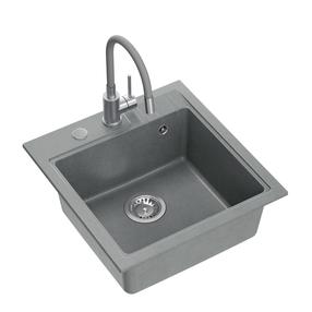 Virtuvinė plautuvė Quadron Peter 110, granitas, 52 cm x 50 cm x 20 cm, pilka sp.