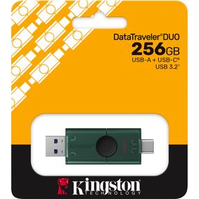USB atmintinė Kingston DataTraveler Duo, juoda sp./žalia sp., 256 GB