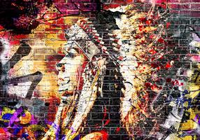 Fototapetas Artgeist Street Art - Colourful Graffiti With Profile Of A Woman On A Brick Background, 175 cm x 175 cm