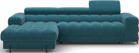 Kampinė sofa - lova Felro Amore 40, mėlyna sp., kairinė, 181 x 285 cm x 93 cm