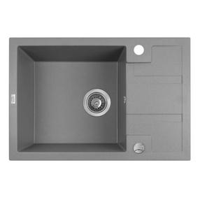 Virtuvinė plautuvė Laveo Barbados SBB_513T, Grey, granitas, 65 cm x 44 cm x 20 cm, pilka sp.