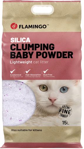 Kačių kraikas Flamingo Baby Powder, silikoninės granulės, 15 l