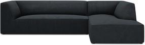Kampinė sofa Micadoni Home Ruby 4 Seats, juoda sp., dešininė, 273 x 180 cm x 69 cm