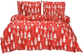 Kalėdinis patalynės užvalkalų komplektas Christmas Trees PEKA-03, balta sp./raudona sp., 70 x 80 cm, 200 x 220 cm