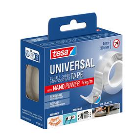 Divpusējā līmlente Tesa Universal Nano Power, divpusējs, 1 m x 30 mm