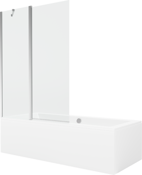 Vonia su sienele, laisvai pastatoma Mexen Cube, 170 cm x 80 cm x 39 cm, stačiakampis, skaidri sp./balta sp.