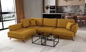 Kampinė sofa Larde Savoi 45, aukso sp., kairinė, 191 x 276 cm x 90 cm