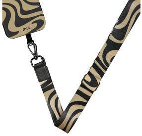 Tālruņa siksniņa Mio Lanyard Swirl, melna krās./brūngans krās., Universāla