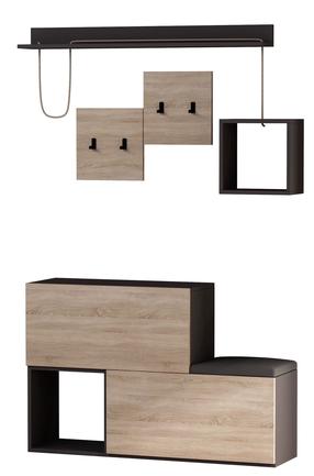 Prieškambario baldų komplektas Kalune Design Holdon, vidaus, antracito sp./sonoma ąžuolo sp.