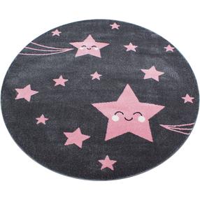 Paklājs iekštelpu Ayyildiz Kids Stars, pelēka krās./rozā krās., 120 cm x 120 cm