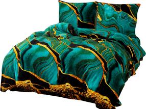 Patalynės užvalkalų komplektas PEK-099, aukso/juoda/turkio, 140 x 200 cm