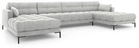 Dīvāns Micadoni Home Mamaia Velvet Panoramic, sudraba krās., 383 x 185 cm x 75 cm