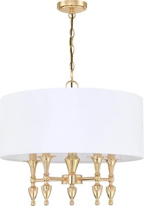 Lampa karināms Cosmo Light Austin P05180AU-WH, E14, 5 x 40 W, balta krās. / zelta krās.