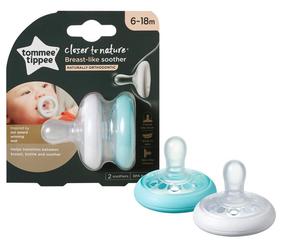 Набор пустышек Tommee Tippee Closer To Nature, 6+ мес., синий цв./белый цв.