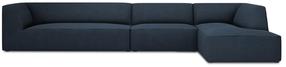 Kampinė sofa Micadoni Home Ruby 5 Seats, tamsiai mėlyna sp., dešininė, 366 x 180 cm x 69 cm