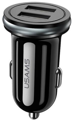 Auto laadija Usams, 2 x USB, must v.