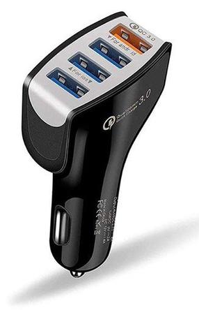 Auto laadija Vega 7A QC 3.0 4 ports, 4 x USB, must v., 35 W