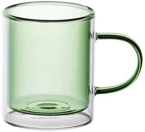  Dvigubo stiklo puodelis Ambition Fuzzy Green, skaidri sp./žalia sp., 0.350 l