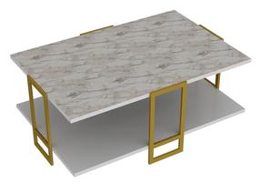 Kavos staliukas Kalune Design Polka, aukso sp./balta sp., 91.5 cm x 61.5 cm x 36.6 cm