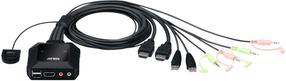 KVM komutatorius Aten 2-Port USB 4K HDMI Cable with Remote Port Selector