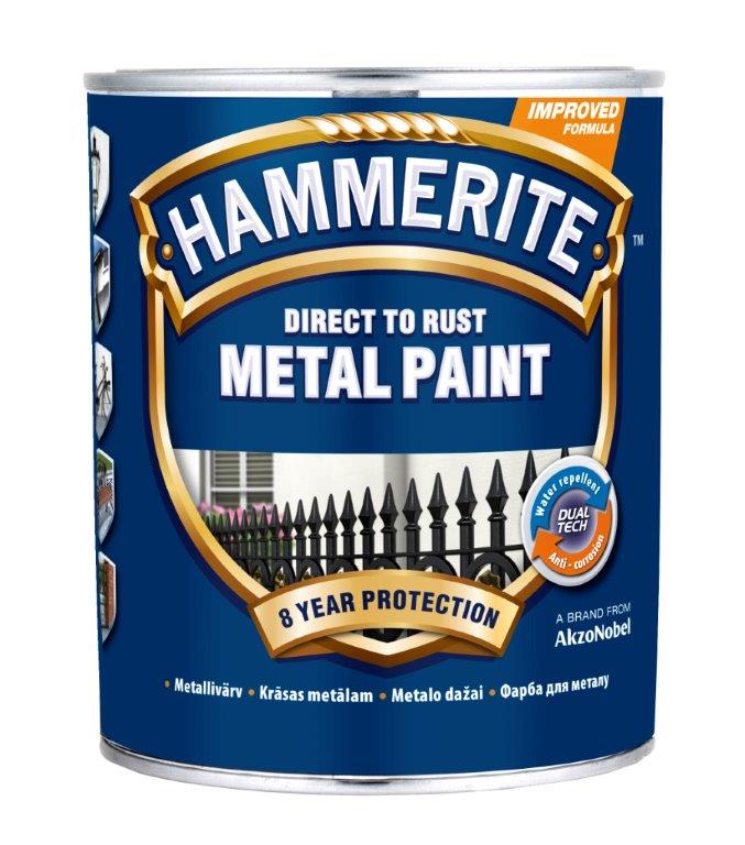 Emailvärv, korrosioonivastane metallkonstruktsioonidele Hammerite Smooth, läikiv, 0.75 l, must v.