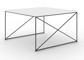 Kavos staliukas ADRK Nelia, balta sp./juoda sp., 75 cm x 75 cm x 43 cm