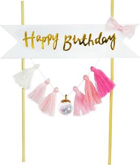 Dekoratsioon Arpex Happy Birthday, valge v./roosa v.