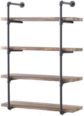 Sieninė lentyna Kalune Design Boru 106, juoda sp./riešuto sp., 70 cm x 14 cm x 60 cm