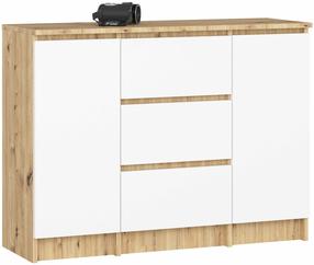 Комод Akord Furniture Factory K100, дубовый цв./белый цв., 76 см x 35 см x 101 см