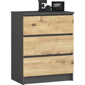 Komoda Akord K60, ąžuolo sp./grafito sp., 77 cm x 40 cm x 60 cm