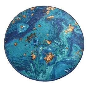 Vonios grindų kilimėlis Foutastic Marbling 359CHL4135, mėlyna sp./aukso sp., 100 cm x 100 cm, Ø 100 cm