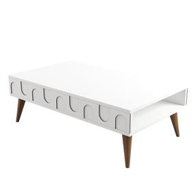 Kavos staliukas Kalune Design Lyon 34, balta sp./riešuto sp., 105 cm x 60 cm x 34.6 cm