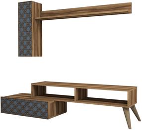 Sekcija Kalune Design Planet 845HCT3046, mėlyna sp./riešuto sp., 37.2 cm x 150 cm x 37.8 cm