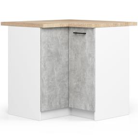 Kampinė virtuvės spintelė Akord Oliwia, balta sp./pilka sp., 60 cm x 90 cm x 85 cm