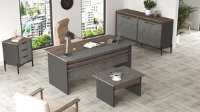 Biuro baldų komplektas Kalune Design VS8-CGA, antracito sp./pilka sp., 89.5 cm x 180 cm x 75 cm
