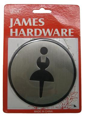 Infomärk James Hardware SN001-2 SS, Ø 9.7 cm, plastik/roostevaba teras