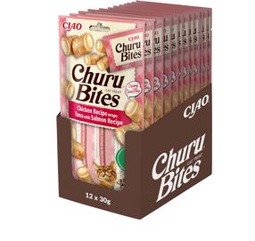 Лакомство для кошек Ciao Churu Bites, курица/лосось/тунец, 12 упаковок (36 тюбиков)