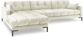 Kampinė sofa Micadoni Home Mamaia Velvet, kreminė sp., kairinė, 293 x 185 cm x 75 cm