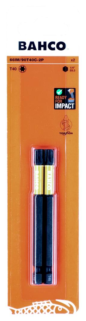 Triecienskrūvgrieža biti, komplekts Bahco 66IM/90T40C-2P, T40, 90 mm, 1/4"