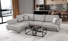 Kampinė sofa Larde Borneo 4, pilka sp., kairinė, 276 x 191 cm x 90 cm